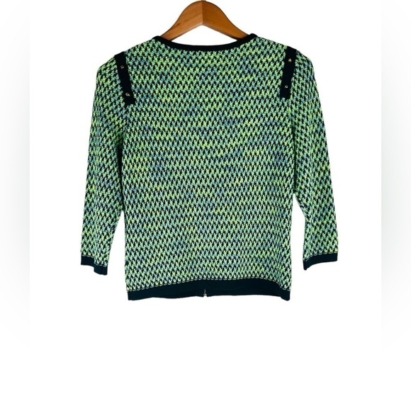 Michael Simon Women’s Green Zip Up Knit Cardigan Studded Embellished Size S - Picture 2 of 6